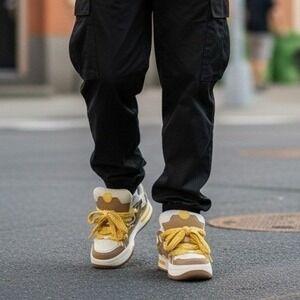 Zara Chunky Skate Sneakers Tan Yellow White Braided Laces 2212/520/718 Mens 7